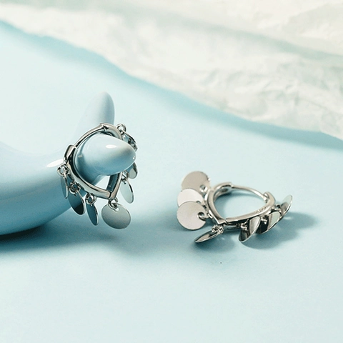 Pailletten Creolen Für Damen 18K Vergoldetes Messing Retro Rundschmuck Mit 925 Sterling Silber Ohrstecker
