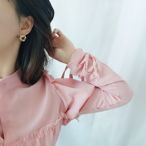 Boucles D Oreilles Clous Géométriques Torsadées Avec Cuivre Et Tige En Argent Sterling 925 Or Mat Style Minimaliste Femme