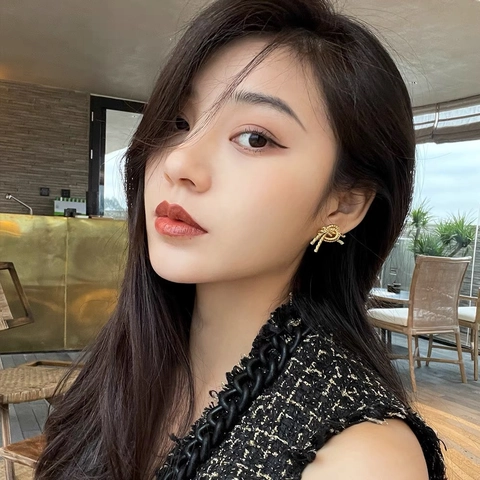 Knot Stud Earrings Brass 14K Gold Plated With 925 Sterling Silver Earring Post Vintage Irregular Textured Jewelry Women