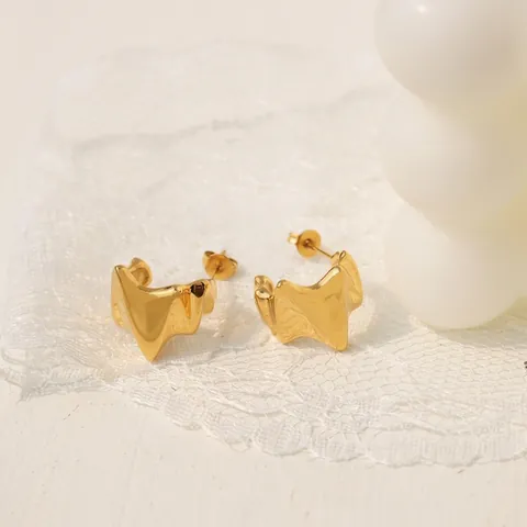 Geometric Irregular Lava Wave Stud Earrings With 925 Sterling Silver Earring Post Copper Minimalist Fashion For Women