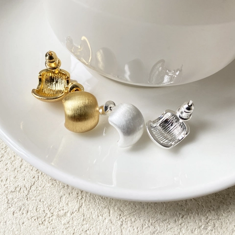 Minimalistische Geometrische C-Vorm Geborsteld Metalen Koperen Oorknopjes Met Zilveren Oorbelpost Sieraden Voor Dames