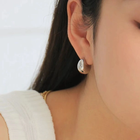 Chunky Moon Half Hoop Earrings Brass Minimalist Geometric Jewelry With 925 Sterling Silver Earring Post For Women
