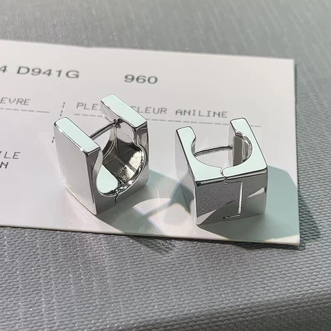 Orecchini A Cerchio Quadrati In Ottone Lucido Geometrici Minimalisti Placcati Oro Argento Gioielli Per Donna