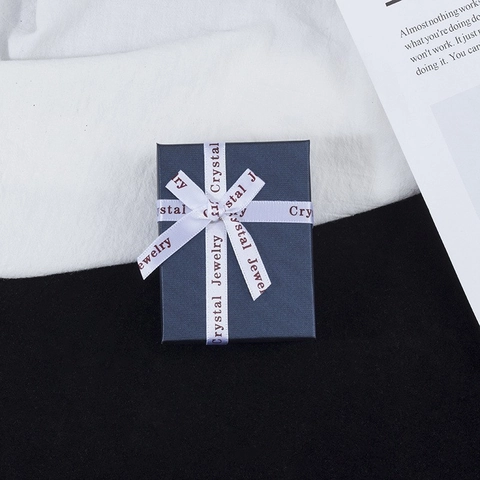 Caja de Regalo para Joyas de Cartón Texturizado Con Lazo de Cinta para Anillos Collares Pendientes Caja de Embalaje Elegante para Regalos