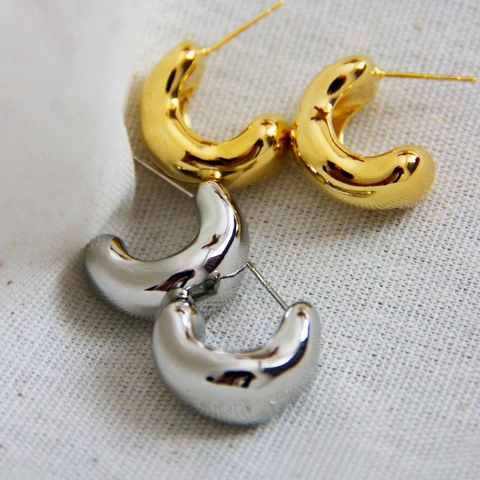 Minimalistisch 14K Verguld Messing Cashew Creolen Met 925 Sterling Zilver Stift Geometrische Sieraden Voor Vrouwen