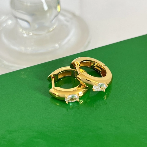 Chunky Hoop Ohrringe Messing Vergoldet Zirkonia Minimalistisch Französischer Stil Huggie Ohrringe Für Damen Elegant