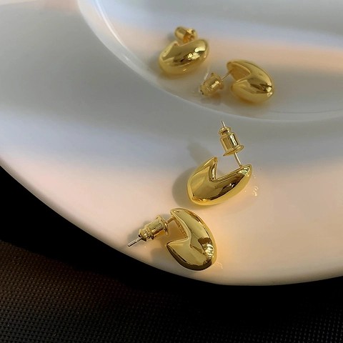 Geometrische Ohrstecker Für Damen Mit Silberohrstecker Unregelmäßige Ovale Kugel Kupfer Hochglanz Minimalistischer Schmuck