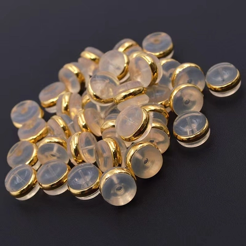 Earring Backs Silicone Gold Plated Copper Secure Comfortable Stoppers For Stud Earrings DIY Jewelry Making Accessories