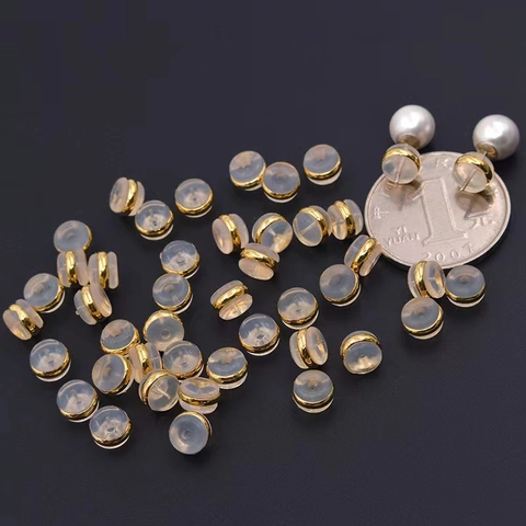 Cierres Pendientes Silicona Cobre Chapado Oro Seguro Cómodo Tapones Para Pendientes Accesorios Fabricación Joyas