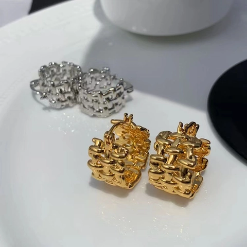 Geflochtene Creolen Kupfer Vergoldet Versilbert Geometrisch Vintage Mode Schmuck Für Damen