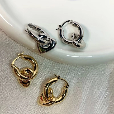 Herz Anhänger Creolen Ohrringe 18K Vergoldet Messing Mit Kupfer Ohrstecker Elegant Schmuck Für Damen