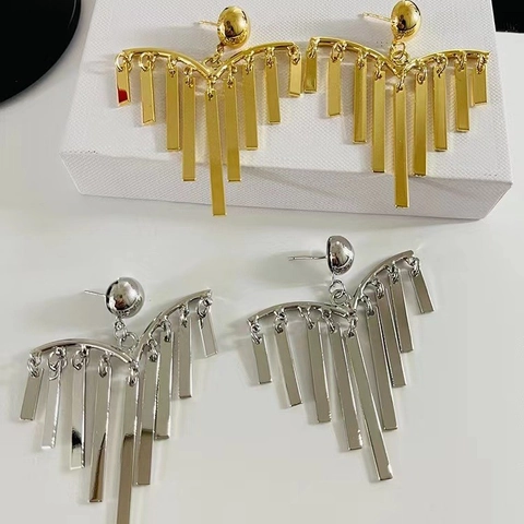 Orecchini Geometrici Con Nappa Con 925 Sterling Silver Earring Post Gioielli Di Dichiarazione Con Frange Per Donne