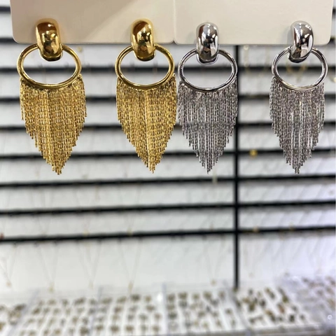 Long Tassel Drop Earrings For Women Geometric Circle Fringe Dangle With 925 Sterling Silver Earring Post Copper