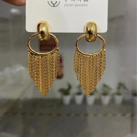 Long Tassel Drop Earrings For Women Geometric Circle Fringe Dangle With 925 Sterling Silver Earring Post Copper