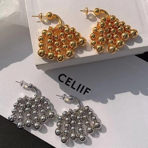 Unieke Kraalcluster Druppeloorbellen Messing Met 925 Sterling Zilveren Oorbelpost Voor Dames Mode Minimalistische Druifstijl