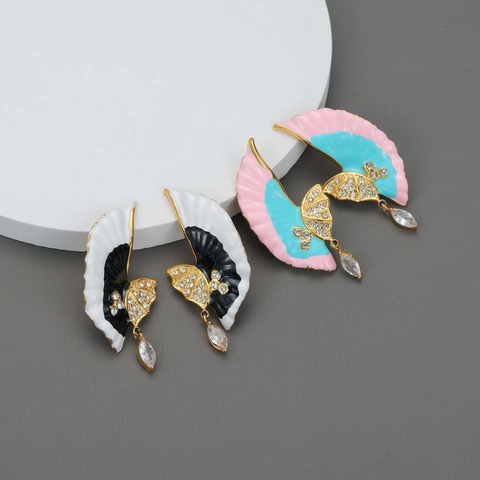 Pendientes De Botón De Ala Acero Inoxidable Esmalte Goteo De Aceite Mariposa Con Circón Joyería Elegante Para Mujer