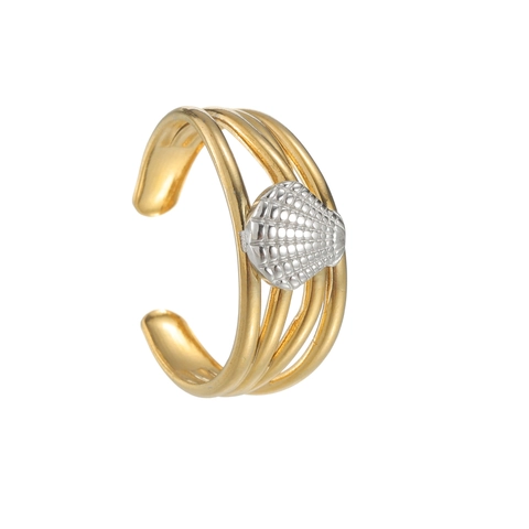 Minimalist Stainless Steel Multi Layer Open Ring For Women Gold Silver Tone Shell Adjustable Finger Ring Fashion Jewelry