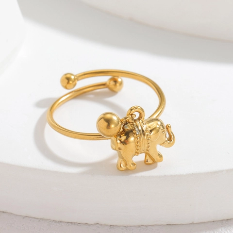 Fashion Gold Plated Stainless Steel Adjustable Open Ring For Women Bohemian Animal Sun Star Pendant Charm Finger Ring