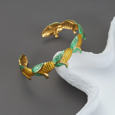 Mais Form Offener Armreif Edelstahl 18K Vergoldet Emaille Mais Design Kreativer Neuheit Schmuck Für Damen Trendiges Accessoire