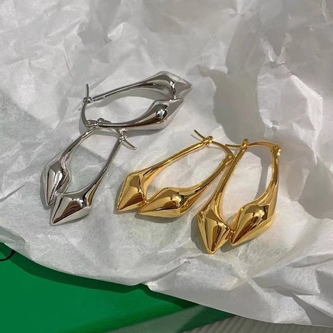 Orecchini A Cerchio Minimalisti Goccia Rame Lucidato Goccia D'acqua Irregolare Gioielli Con Silver Earring Post