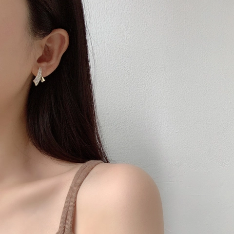 Schleifen Ohrstecker Für Damen Mit 24K Vergoldetem Kupfer Zirkon Und 925 Sterling Silber Ohrstift