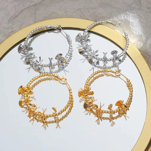 Pendientes De Aro De Latón Con Cuentas Vintage Baño Oro 18K Poste De Plata Esterlina 925 Colgantes Pájaro Mujer