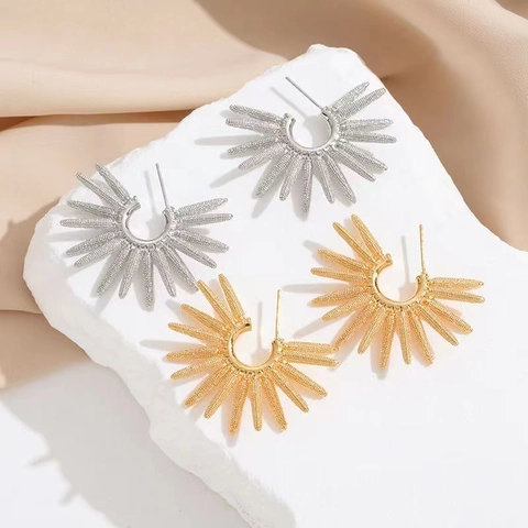 Sonnenblume Geometrische Ohrstecker Mit 925 Sterling Silber Ohrstecker Kupfer Gold Silber Plattiert Schmuck Damen