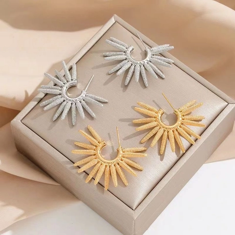 Sonnenblume Geometrische Ohrstecker Mit 925 Sterling Silber Ohrstecker Kupfer Gold Silber Plattiert Schmuck Damen