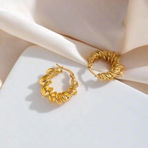 Pendientes De Aro Retorcidos Vintage Forma C Cobre Chapado En Oro Joyería De Moda Para Mujeres