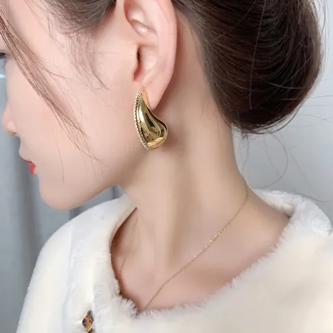 Übertriebene Wassertropfen Ohrringe Kupfer 18K Vergoldet Zirkon Mit 925 Sterling Silber Ohrring Stecker Für Damen