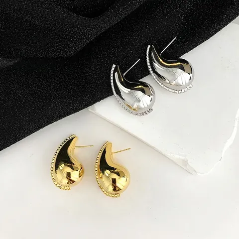 Übertriebene Wassertropfen Ohrringe Kupfer 18K Vergoldet Zirkon Mit 925 Sterling Silber Ohrring Stecker Für Damen