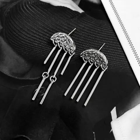 Gehämmerte Metall Quaste Tropfen Ohrringe Mit 925 Sterling Silber Ohrstecker Kupfer 18K Vergoldet Elegant Damen