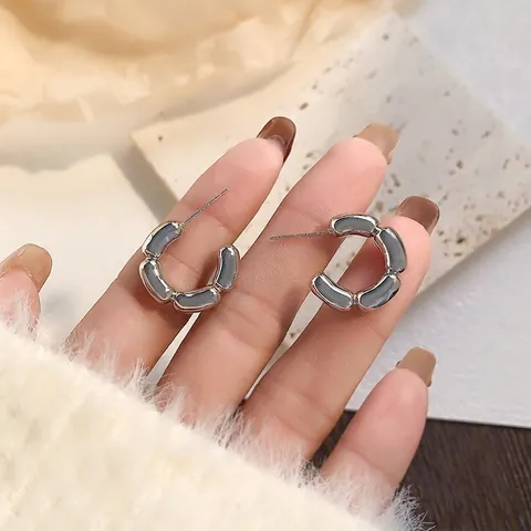 Geometrische Creolen Kupfer 18K Vergoldet C-Förmig Gliedminimalistisch Für Damen Mit 925 Sterling Silber Ohrstecker