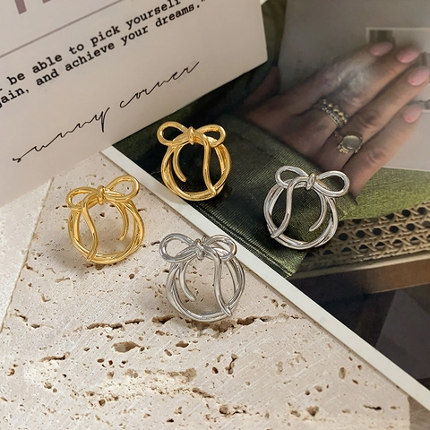 Boucles D'oreilles Puces Noeud Cercle Avec Tige En Argent Sterling 925 Cuivre Bijoux Élégants Femmes
