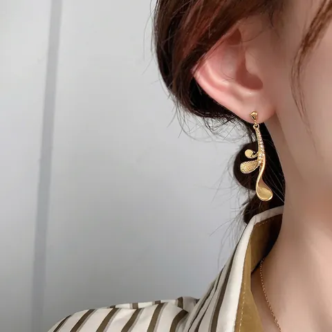 Boucles D Oreilles Pendantes En Forme De Feuille En Cuivre Avec Zircon Et Tige En Argent Sterling 925 Style Français
