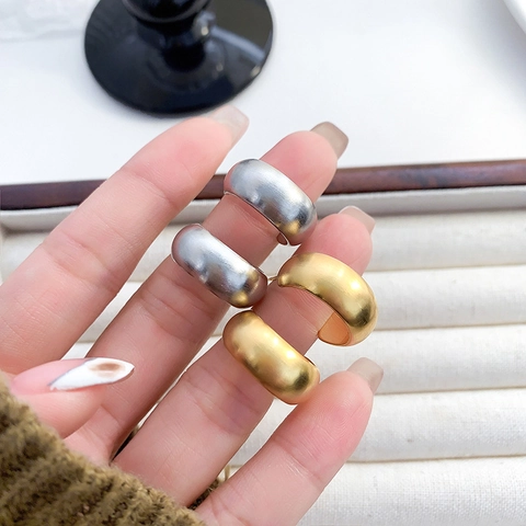 Minimalist C-Shape Stud Earrings With 925 Sterling Silver Earring Post Copper Gold Plated Brushed Matte Geometric Jewelry