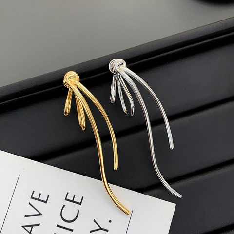 French Vintage Bow Knot Dangle Earrings With 18K Gold Plated Copper And 925 Sterling Silver Earring Post Elegant Jewelry For Women