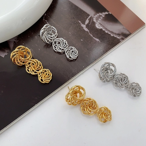 Hängeohrringe Kupfer Hohl Ineinandergreifende Spiralkugel Geometrische Blume Tropfen Modisch Elegant Damen Schmuck