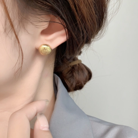 Minimalist Round Stud Earrings With 925 Sterling Silver Earring Post Copper Frosted Metal Jewelry For Women