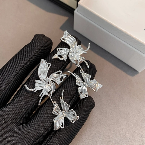 Butterfly Stud Earrings With 925 Sterling Silver Earring Post 18K Gold Plated Brass Elegant Jewelry For Women
