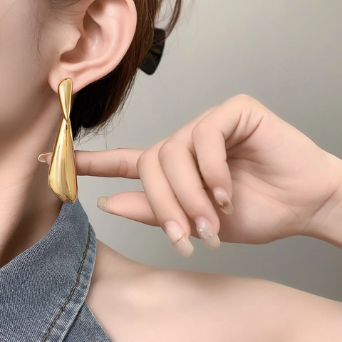 Geometric Irregular Teardrop Drop Earrings For Women High Polish Copper With 925 Sterling Silver Earring Post Minimalist