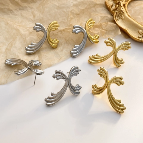 Golvende Kruis Oorknopjes Met 925 Sterling Zilveren Oorknopje Koper 18K Verguld Vintage Color Block Sieraden Voor Vrouwen