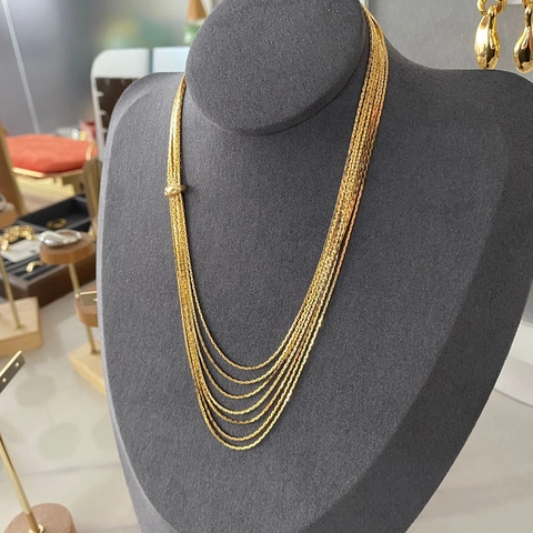 Collana Multistrato A Catena Di Serpente Rame Placcato Oro 18K Stile Francese Minimalista Regolabile Per Donna Elegante