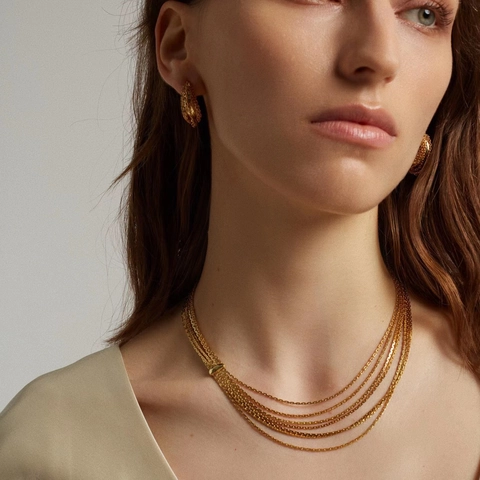 Collana Multistrato A Catena Di Serpente Rame Placcato Oro 18K Stile Francese Minimalista Regolabile Per Donna Elegante