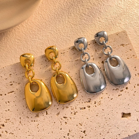 Geometric Square Drop Earrings Copper 18K Gold Plated With 925 Sterling Silver Earring Post Minimalist Jewelry Women