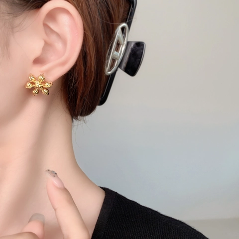 Sneeuwvlok Oorknopjes Koper Echt Verguld Met 925 Sterling Zilveren Oorknopje Minimalistisch Geometrisch Voor Dames