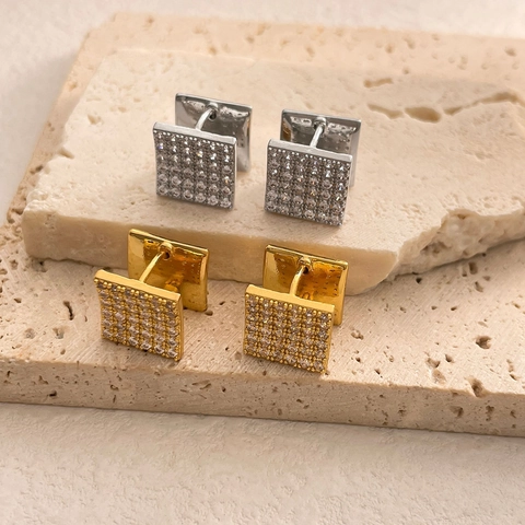 Vierkante Hoop Oorbellen Koper Zirkoon Micro Pave Geometrisch Sprankelend Luxe Elegant Sieraden Voor Vrouwen