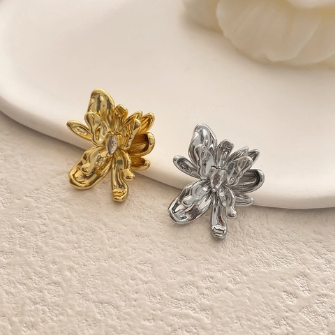 Pendientes De Botón De Flor Con Poste De Plata De Ley 925 Cobre Chapado En Oro De 18K Circonita Estilo Coreano Elegante