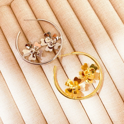 Pendientes De Aro Florales De Cobre Chapados En Oro De 18K Joyería Geométrica Con Poste De Plata Esterlina 925