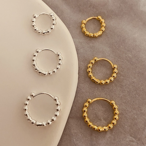 Kraal Oorbellen Koper 18K Verguld Bubbel Textuur Geometrisch Minimalistisch Chique Sieraden Voor Dames